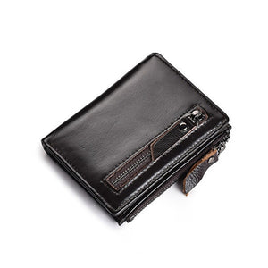Genuine Leather Men Short Wallet